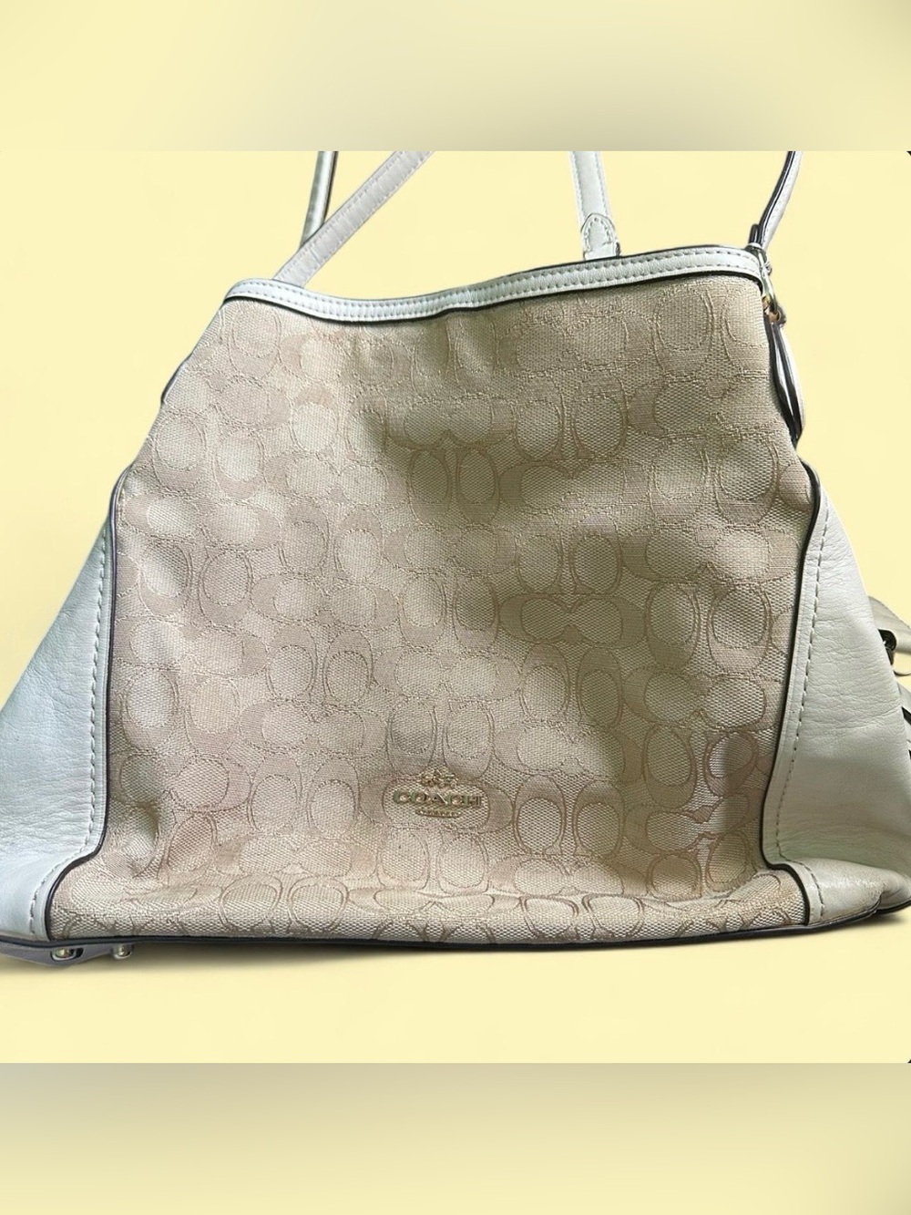 Coach Tan and Cream Shoulder Bag